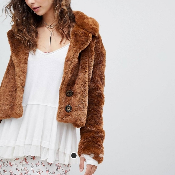 Free People Jackets & Blazers - 🍓🍓🍓 FREE PEOPLE Mena Faux Fur Coat, XS, Asos, boho, brown Faux fur coat